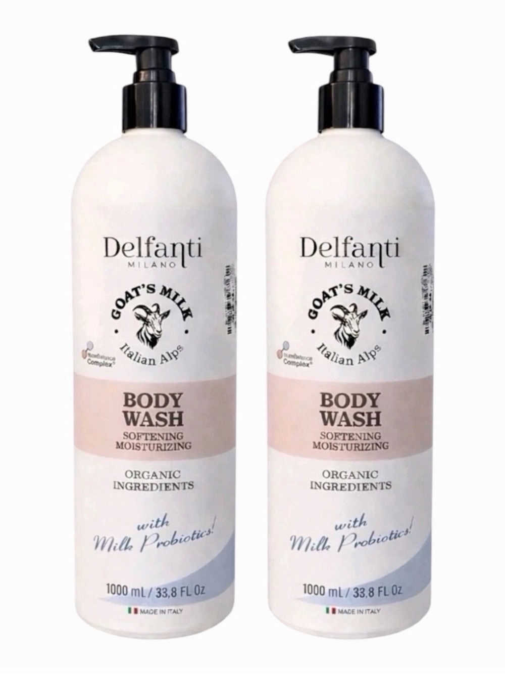 2 Delfanti Milano GOAT'S MILK Softening Moisturize BODY WASH Made in Italy 33oz
